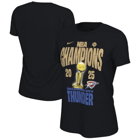 Women's Nike  Black Oklahoma City Thunder 2025 NBA Finals Champions Locker Room Confetti T-Shirt