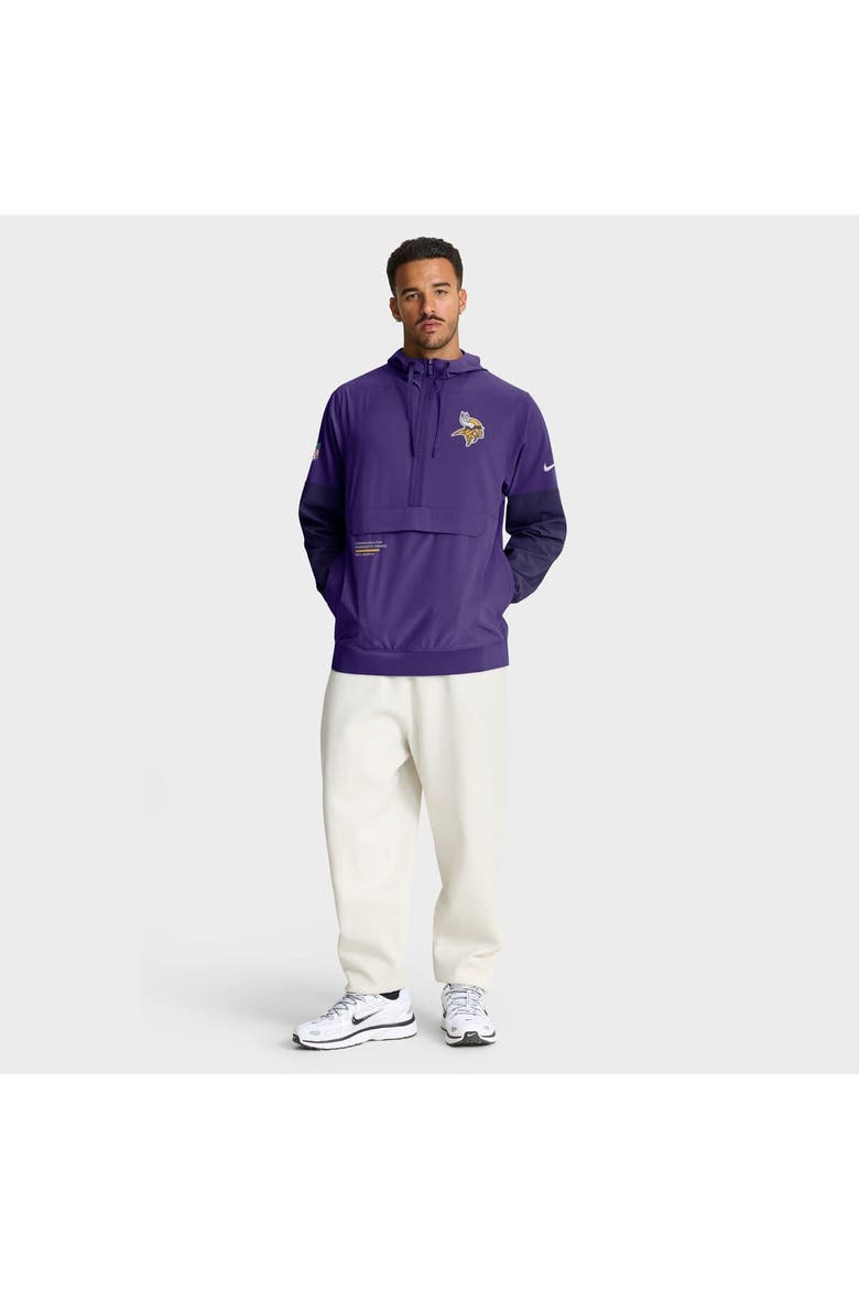 Men's Nike Purple Minnesota Vikings Sideline Anorak Half-Zip Hoodie Jacket, Alternate, color, Purple