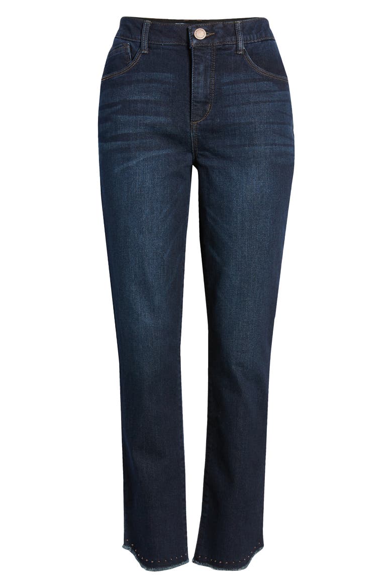Ab-Solution High Waist Fray Hem Ankle Skinny Jeans, Alternate, color, INDIGO