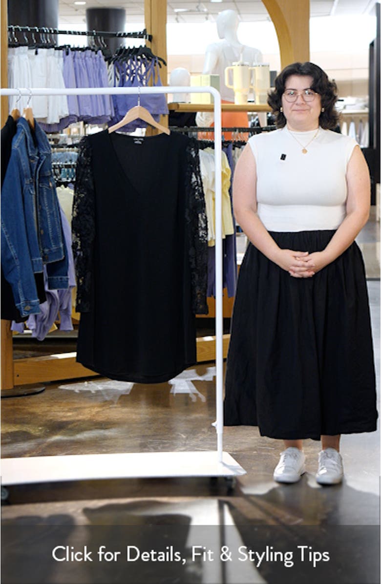 Keyla Sheer Long Sleeve Ponte Shift Minidress, sales video thumbnail