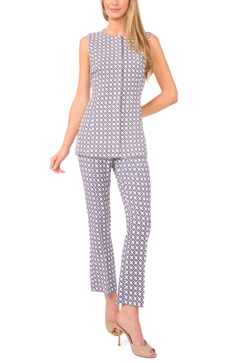 Ted Baker Geo Print Sleeveless Button-Up Tunic, Alternate, color, Vanilla Ice