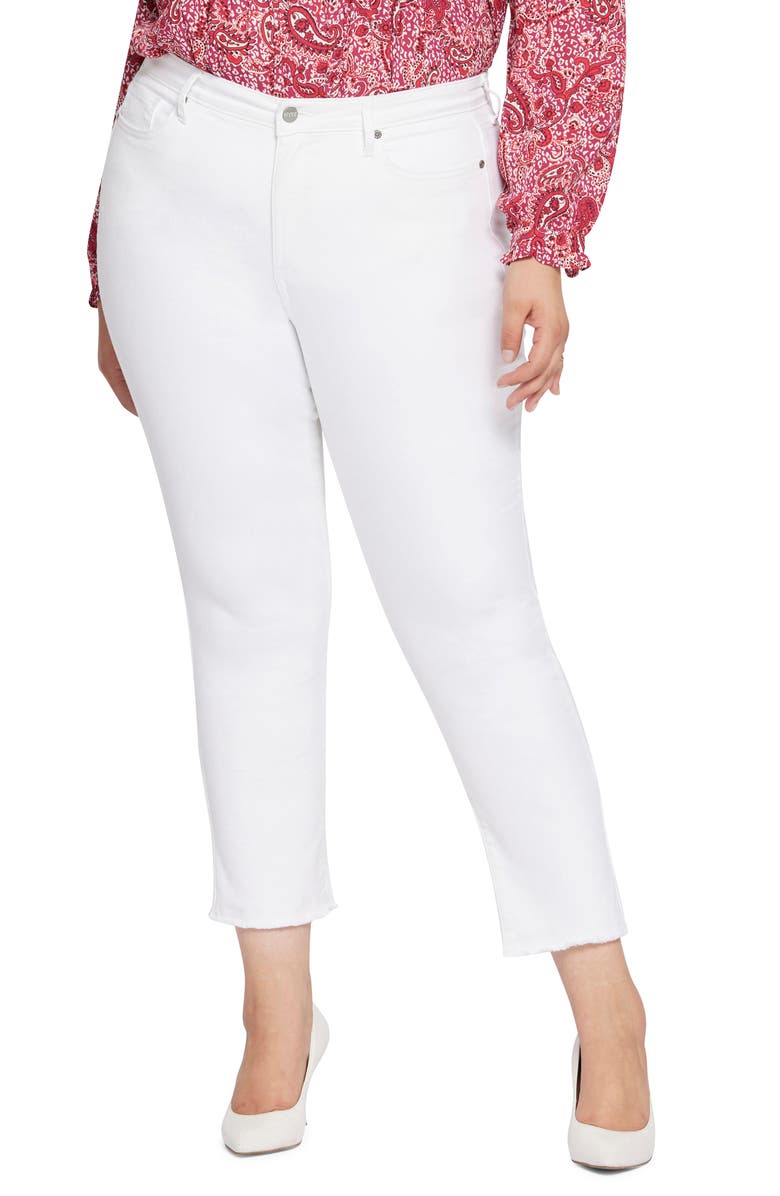 NYDJ Sheri Ankle Fray Hem Slim Jeans, Main, color, Optic White