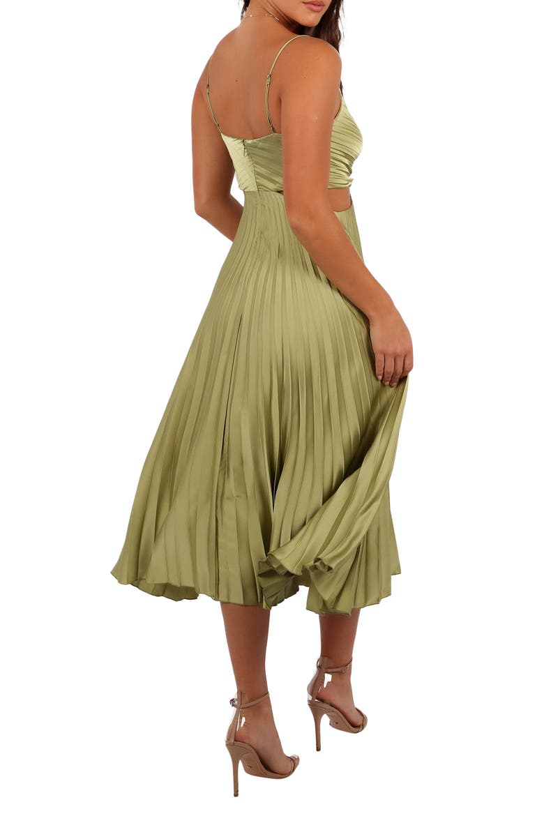 pleated cut out midi dress Ecru Fluid Pleated Cut-Out Midi Dress L