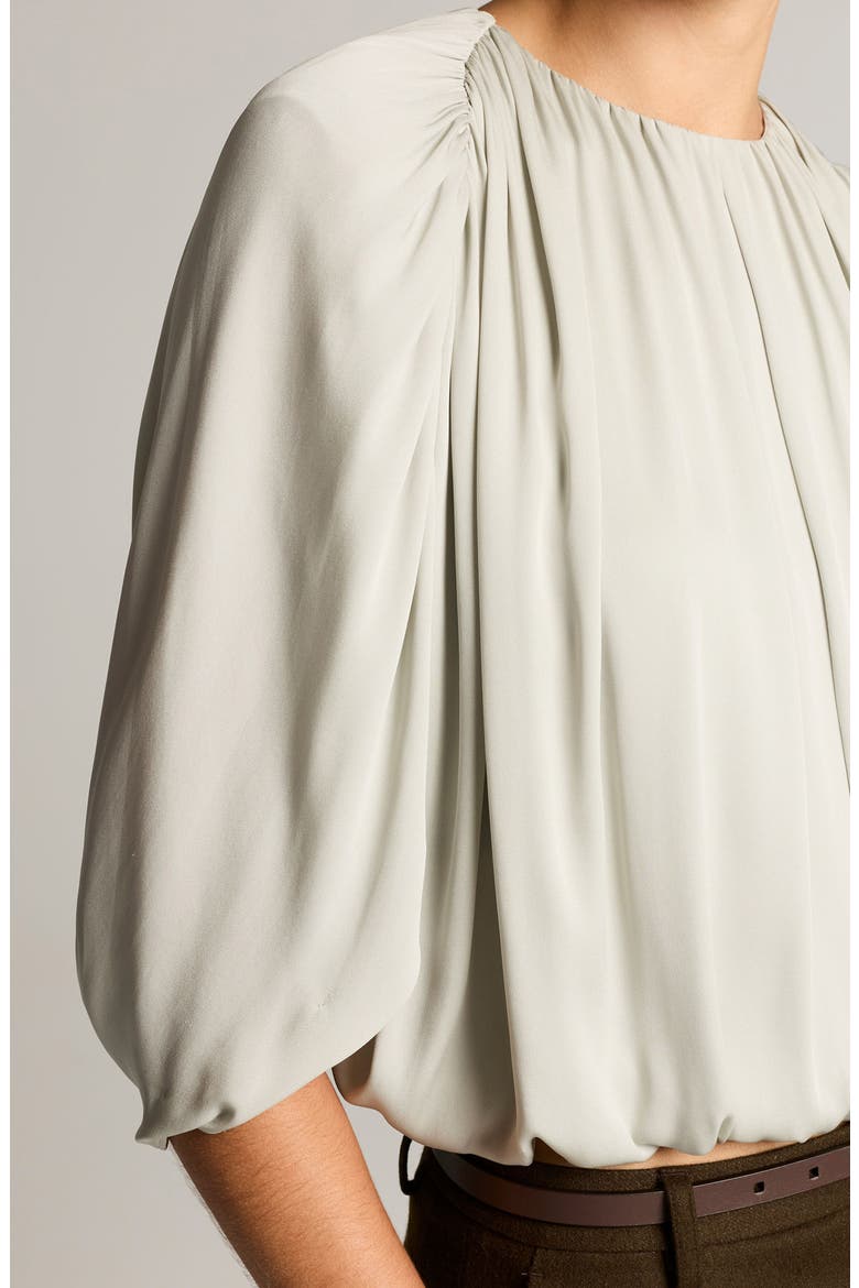 Gathered Silk Cape Bubble Top, Alternate, color, STONE SAGE