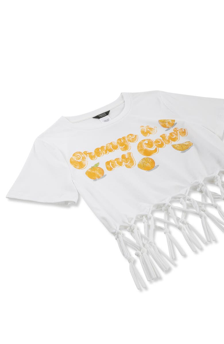 Truce Kids' Fringed Cotton Graphic T-Shirt, Alternate, color, White