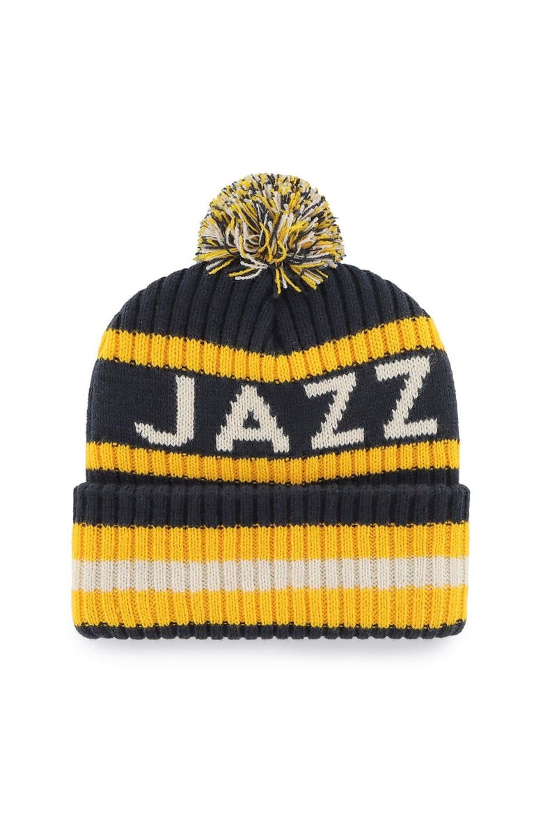 Men's '47 Navy Utah Jazz Bering Cuffed Knit Hat with Pom, Alternate, color, Navy