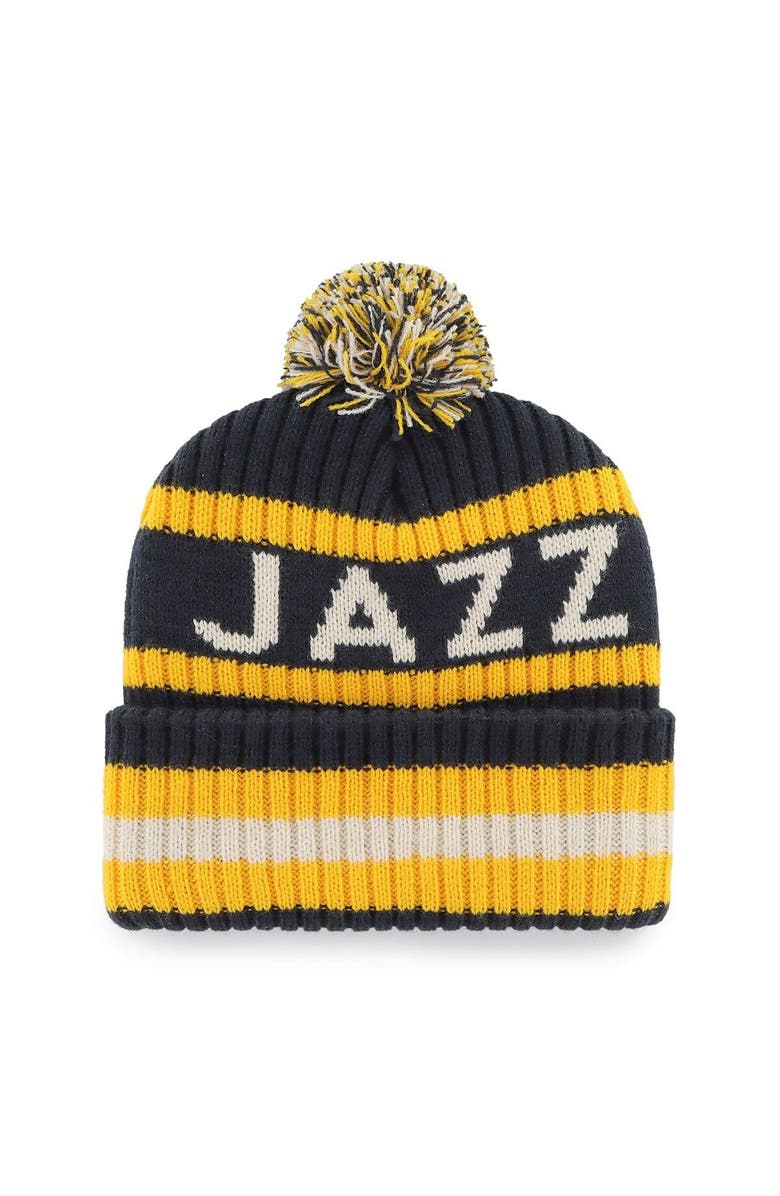 '47 Men's '47 Navy Utah Jazz Bering Cuffed Knit Hat with Pom, Alternate, color, 
