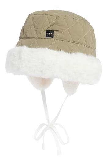 Nanette Lepore Reversible Faux Fur Quilted Bucket Hat In Green