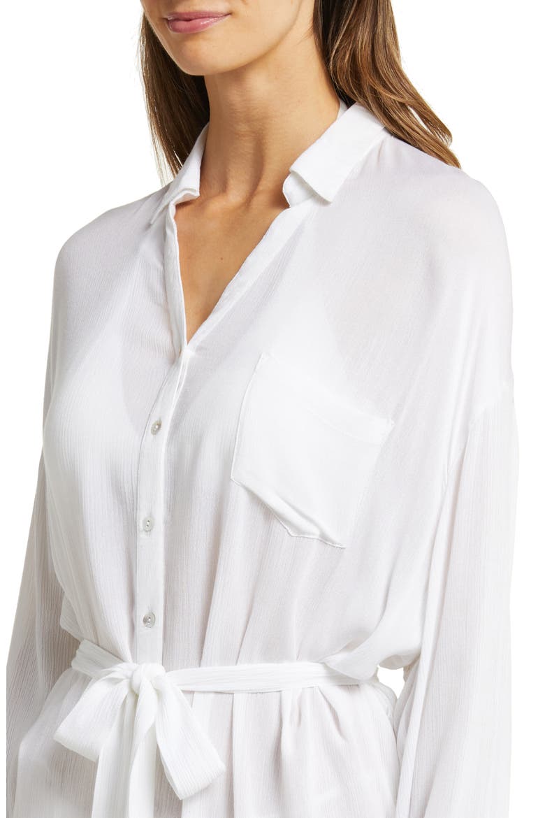 Long Sleeve Shirtdress, Alternate, color, WHITE