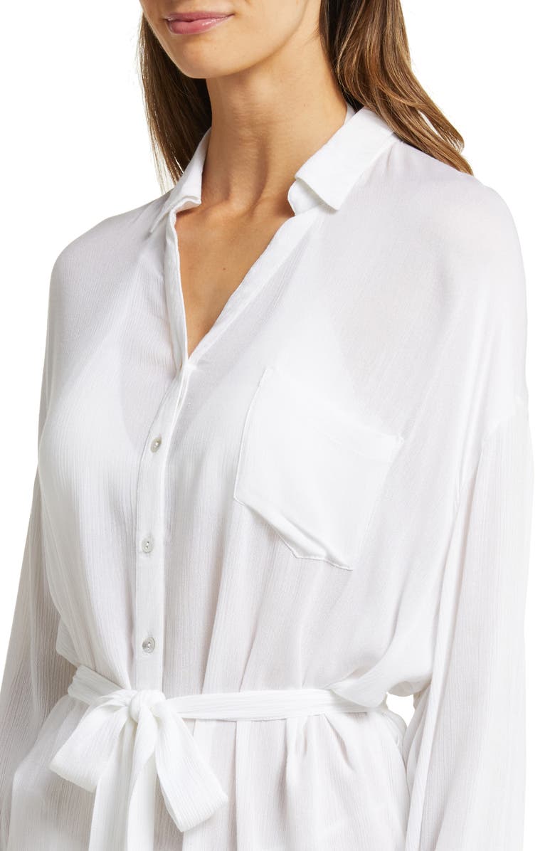 Elan Long Sleeve Shirtdress, Alternate, color, White