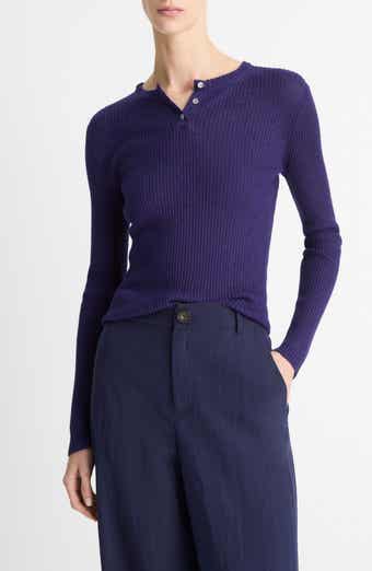 Vince Cashmere & Silk Fitted Rib Henley