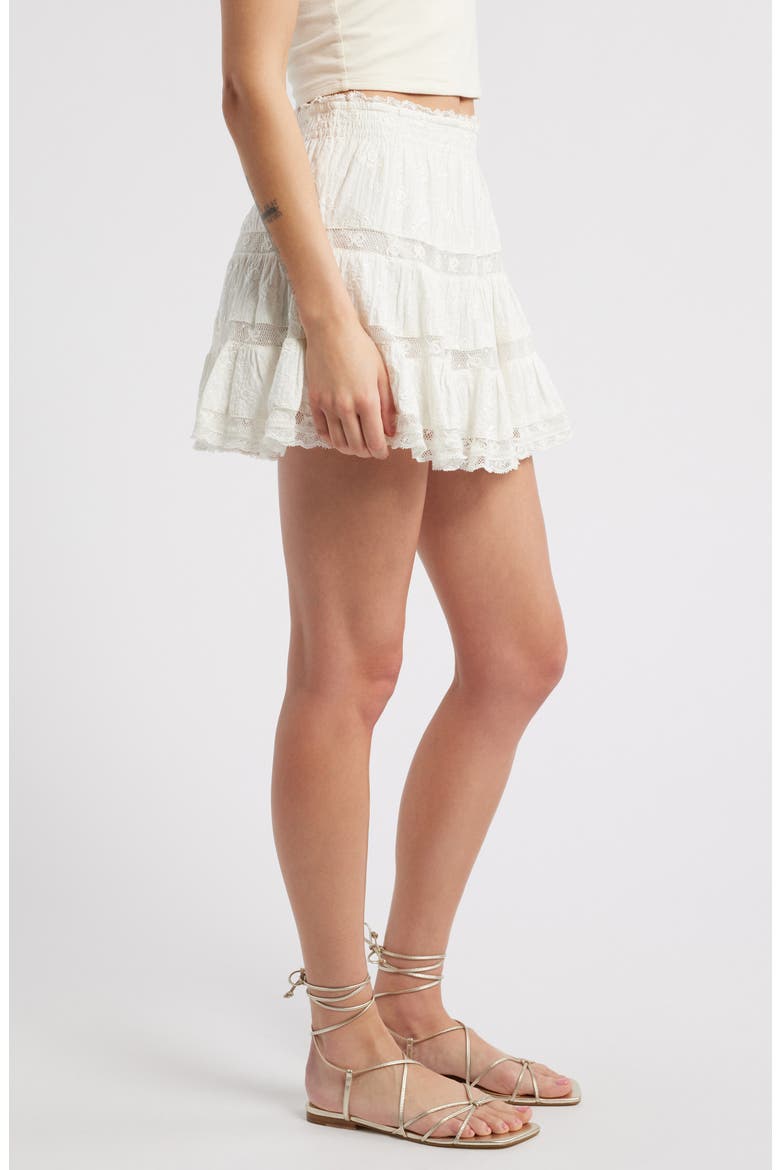 Viro Embroidered Lace Detail Cotton Miniskirt, Alternate, color, WHITE