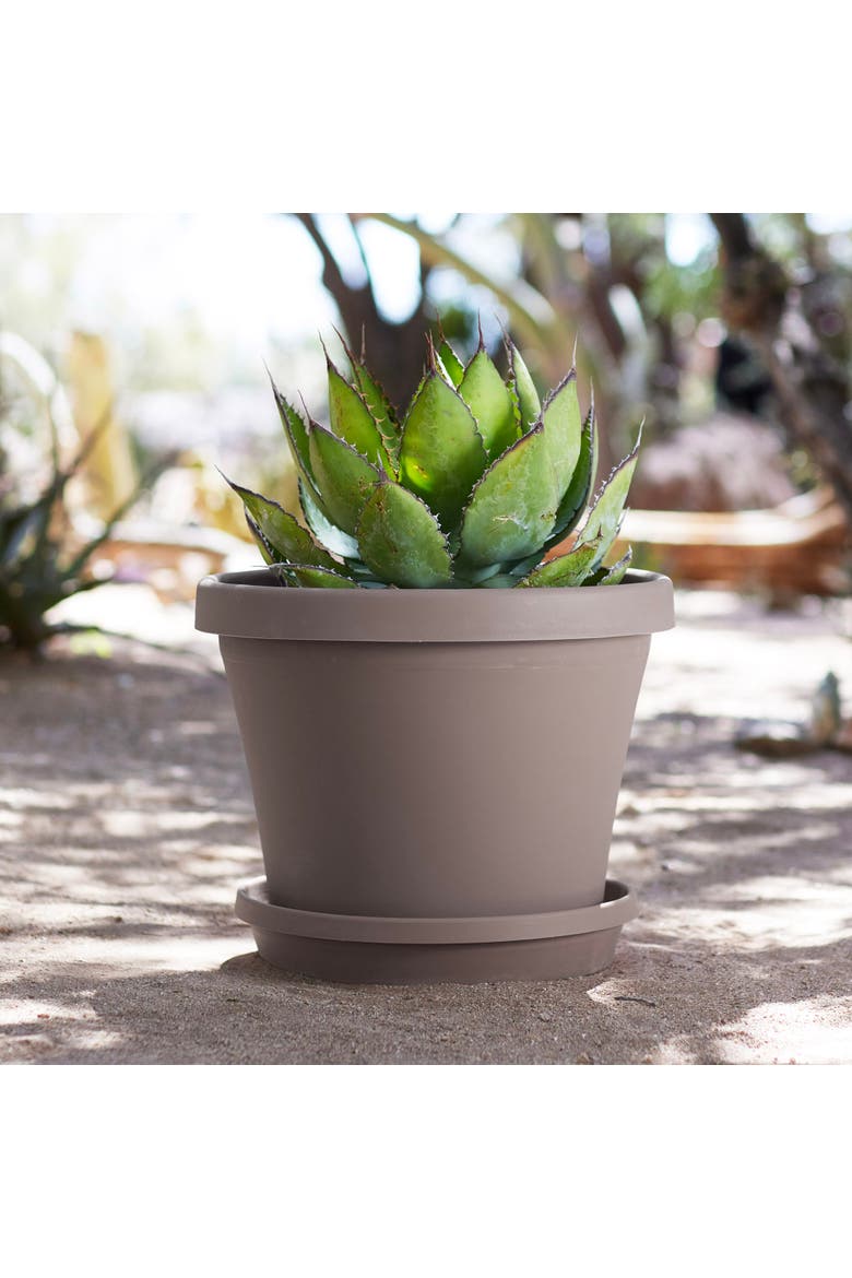 Terra Pot Planter 16 Inch Pebble Stone Beige Durable Resin, 8 Gallon, Alternate, color, Beige