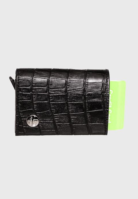 Genuine Leather Crocodile Pattern Trifold Card Holder