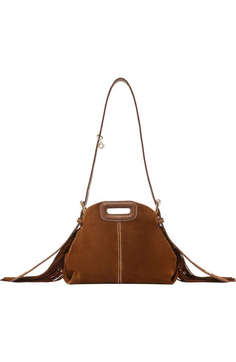 maje Topstitched suede Miss M Mini bag, Main, color, Brown