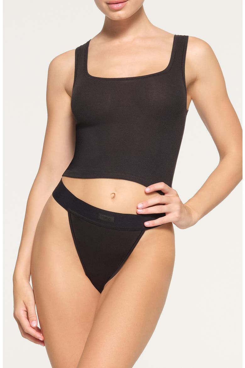 Stretch Cotton Rib Tank, Main, color, SOOT