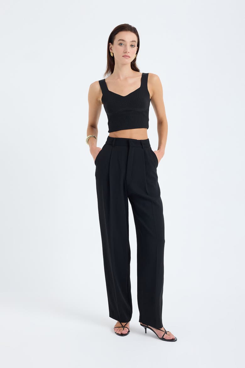 Nevara High-Waist Wide-Leg Palazzo Trousers, Main, color, Black