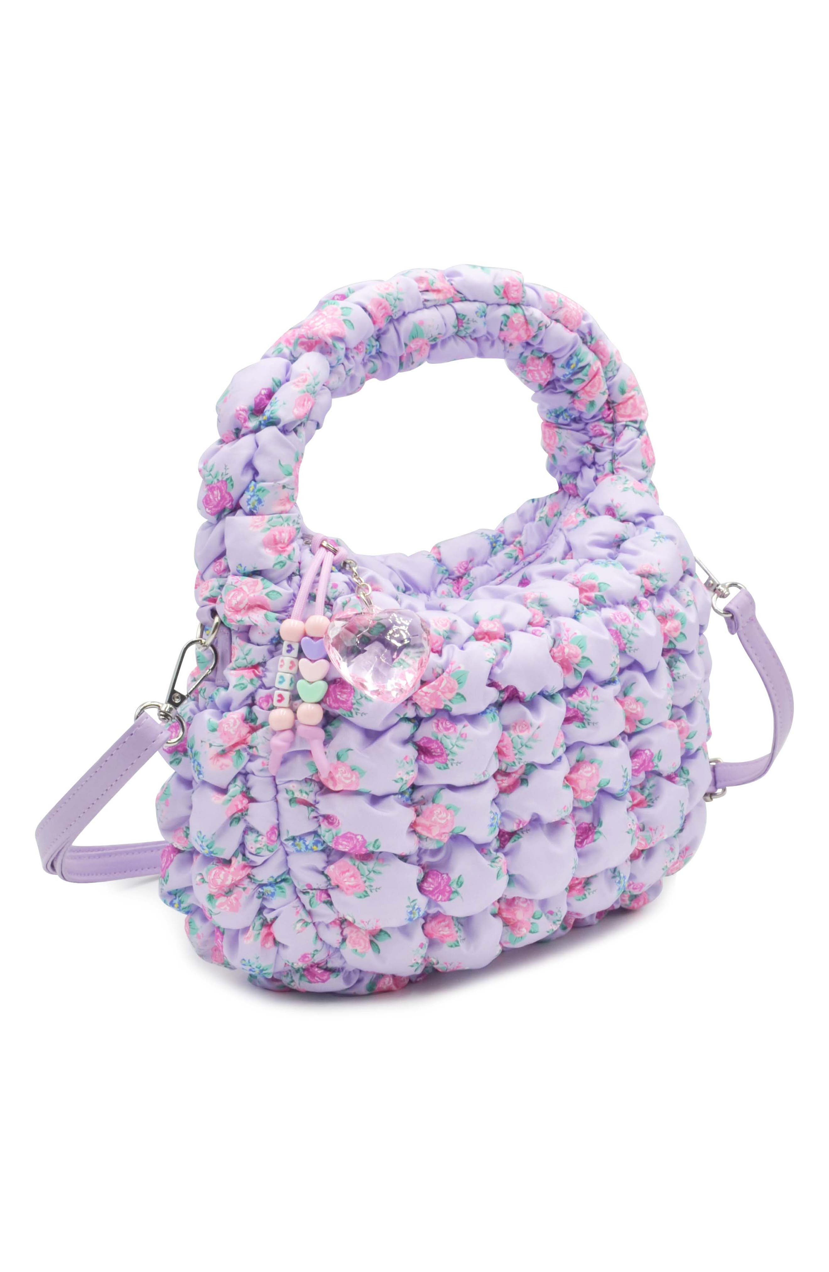 OMG Accessories Kids
 Scrunch Floral Crossbody Bag, Alternate, color, Orchid