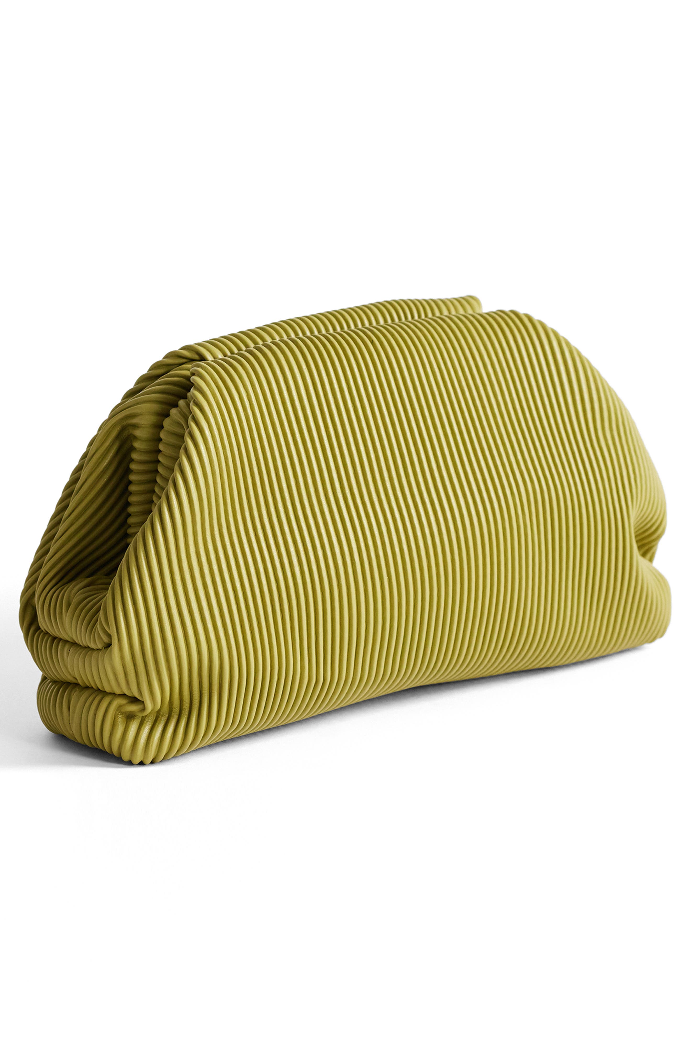 Golde Medium Faux Leather Clutch, Alternate, color, MGREEN