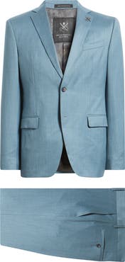 John Varvatos Star USA Bleecker Teal Mélange Virgin Wool Suit