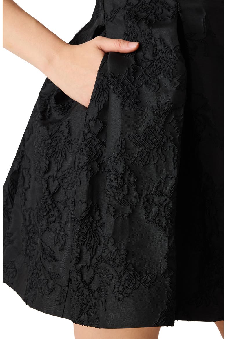 Aylani Floral Jacquard Dress, Alternate, color, BLACK