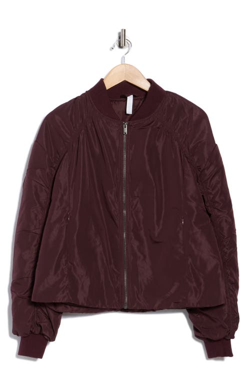 Z By Zella Ruched Sleeve Bomber Jacket In Burgundy