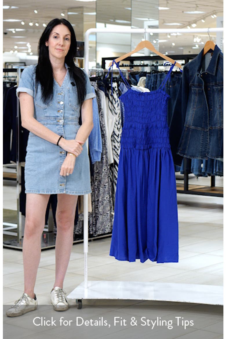 Smocked Bodice Jersey Midi Dress video