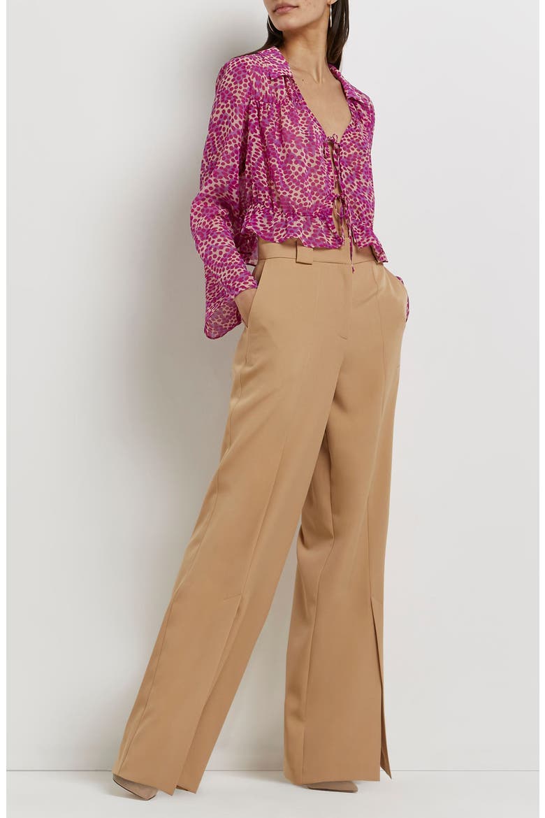 Dot Print Tie Blouse, Alternate, color, BRIGHT PINK