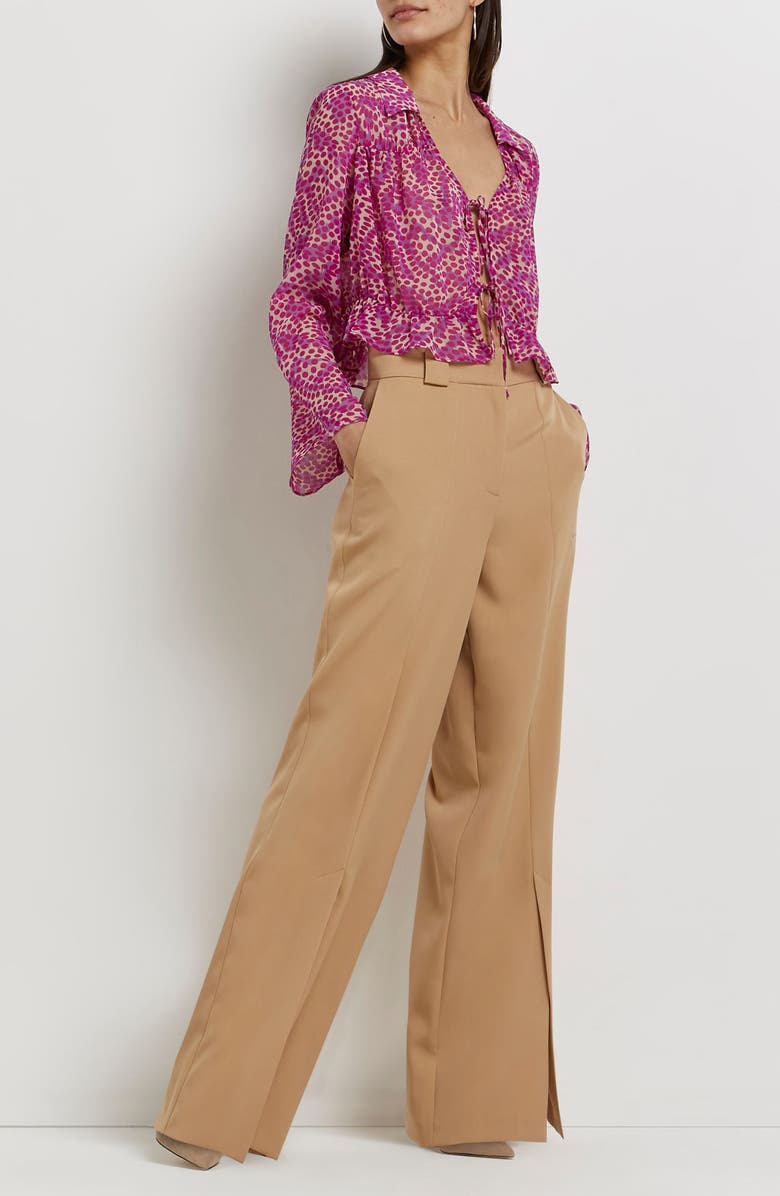 River Island Dot Print Tie Blouse, Alternate, color, 