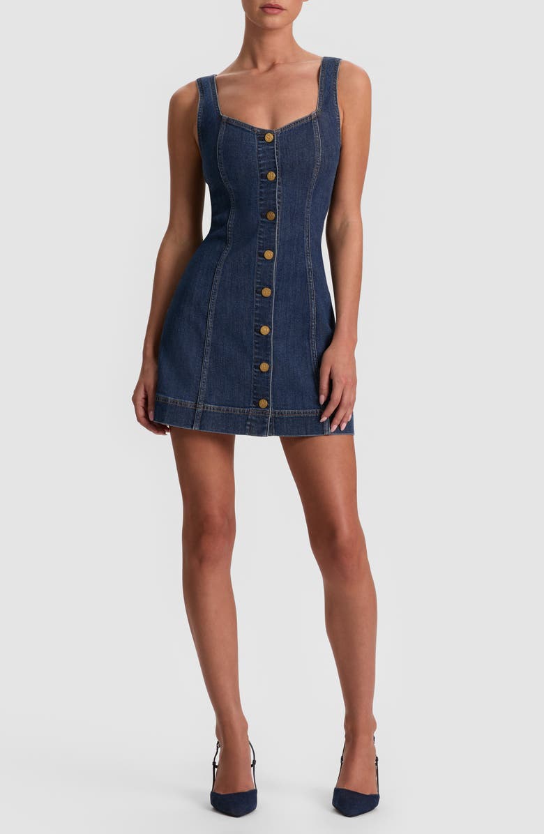 Alice + Olivia Bea Denim Minidress, Main, color, Danica Dark Indigo