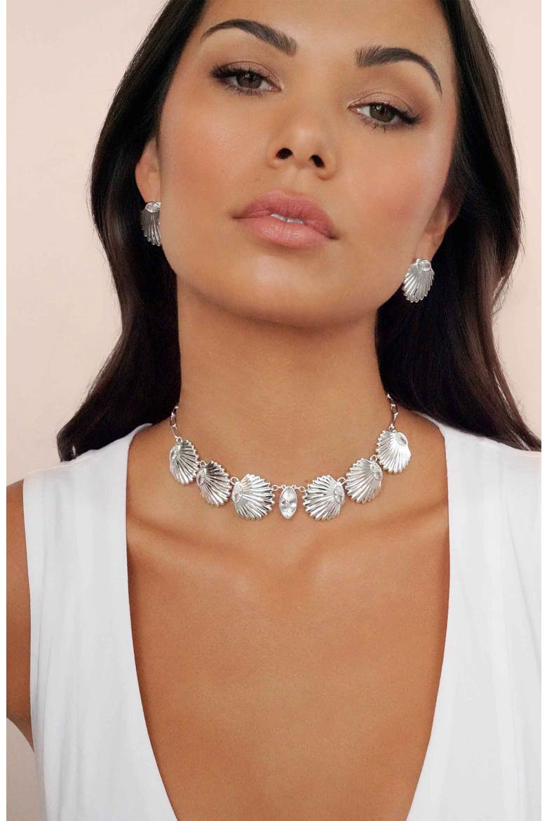 Santorini Shell Choker Necklace, Alternate, color, SILVER