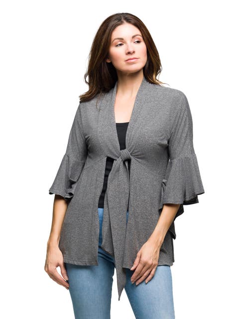 Tie Front Bell Sleeve Cardigan