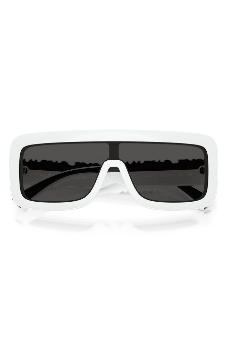 Dolce&Gabbana Kids' 118mm Rectangular Shield Sunglasses, Alternate, color, White / Dark Grey