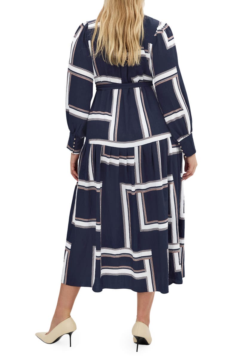 City Chic Kinsley Tie Waist Long Sleeve Shirtdress, Alternate, color, 