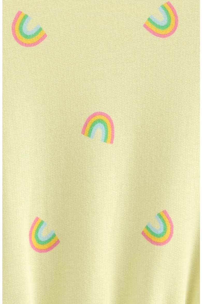 Kids' Print Flutter Sleeve Fleece Dress, Alternate, color, YELLOW CANDLE RAINBOW DITSY