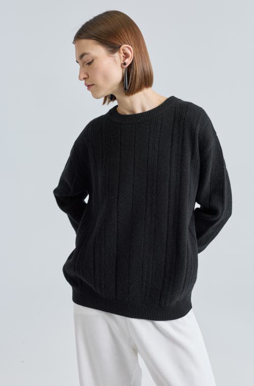 Almina Concept Ribbed Wool Crewneck Sweater In Black