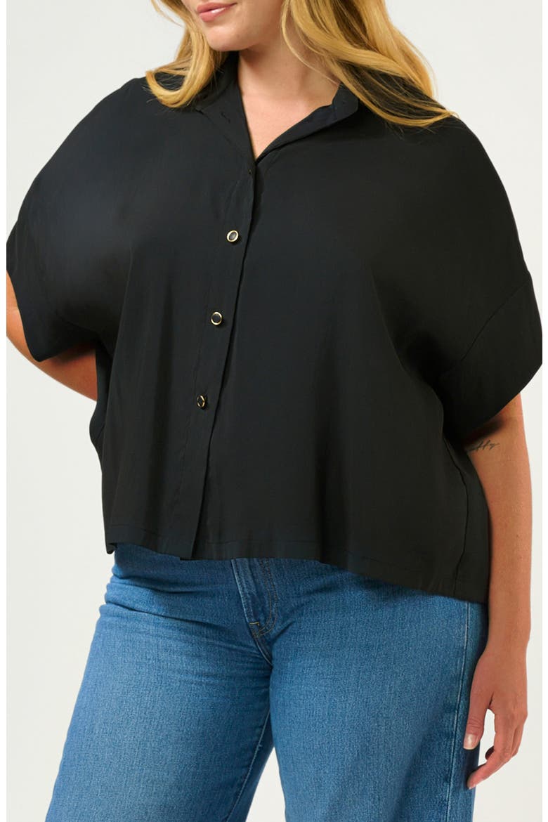 Lela Relaxed Fit Button-Up Shirt, Alternate, color, BLACK