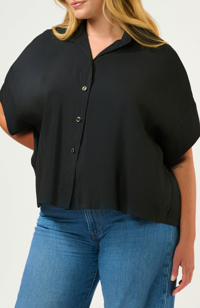 Estelle Lela Relaxed Fit Button-Up Shirt, Alternate, color, Black