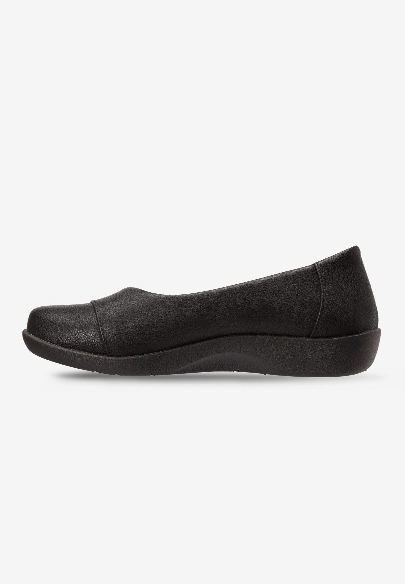 Comfortview The Gab Faux Leather Slip On Flat, Alternate, color, Black