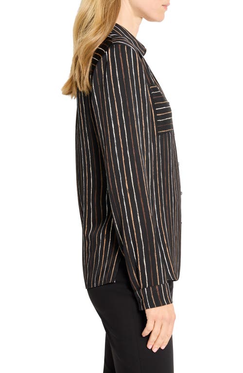 Nic + Zoe Mini Painted Stripe Shirt In Black Stripe In Multi