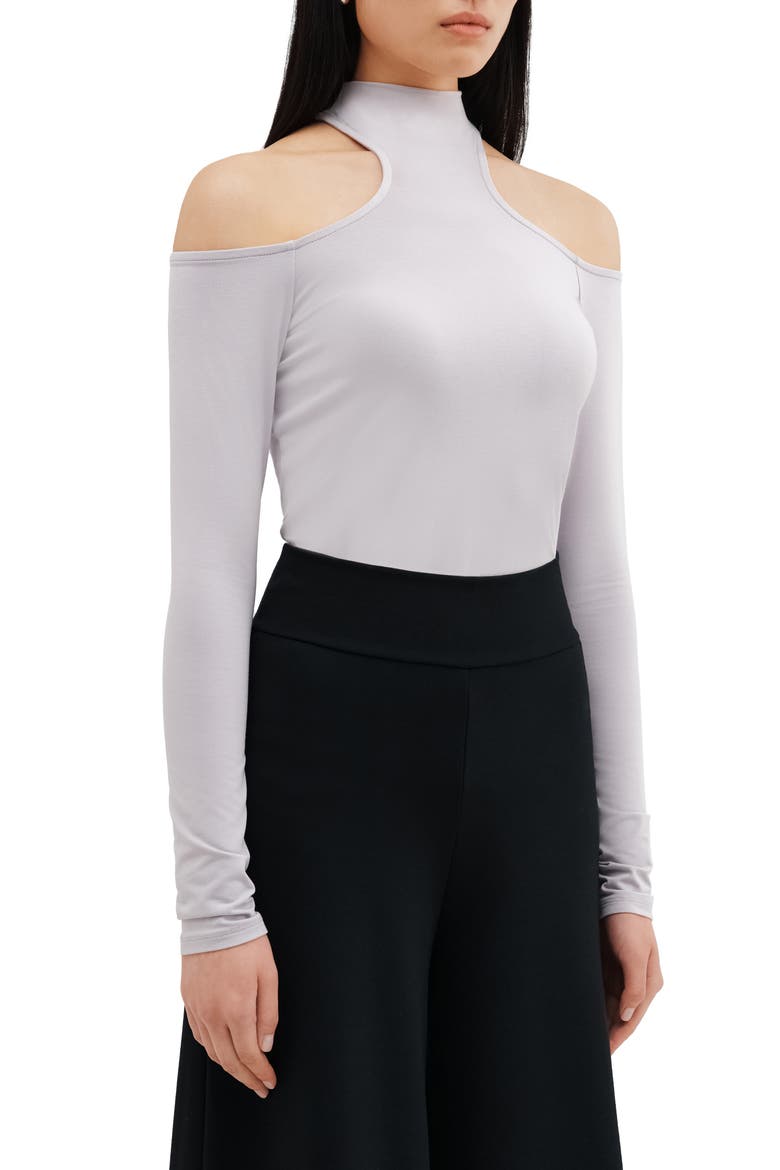 Cairo Cutout Mock Neck Top, Alternate, color, STORM GRAY