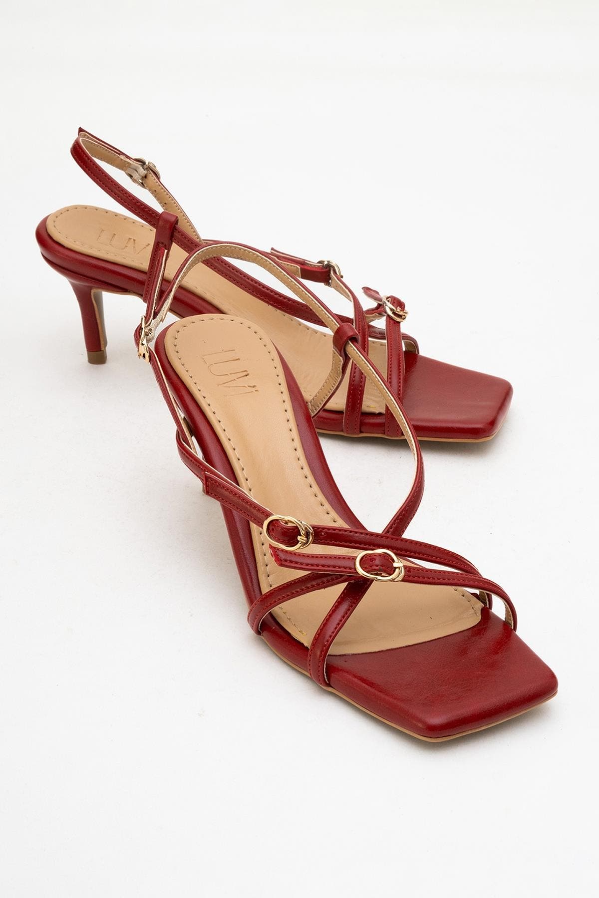 Prologue Shoes Chaka Square Toe Stiletto Sandal, Main, color, Red