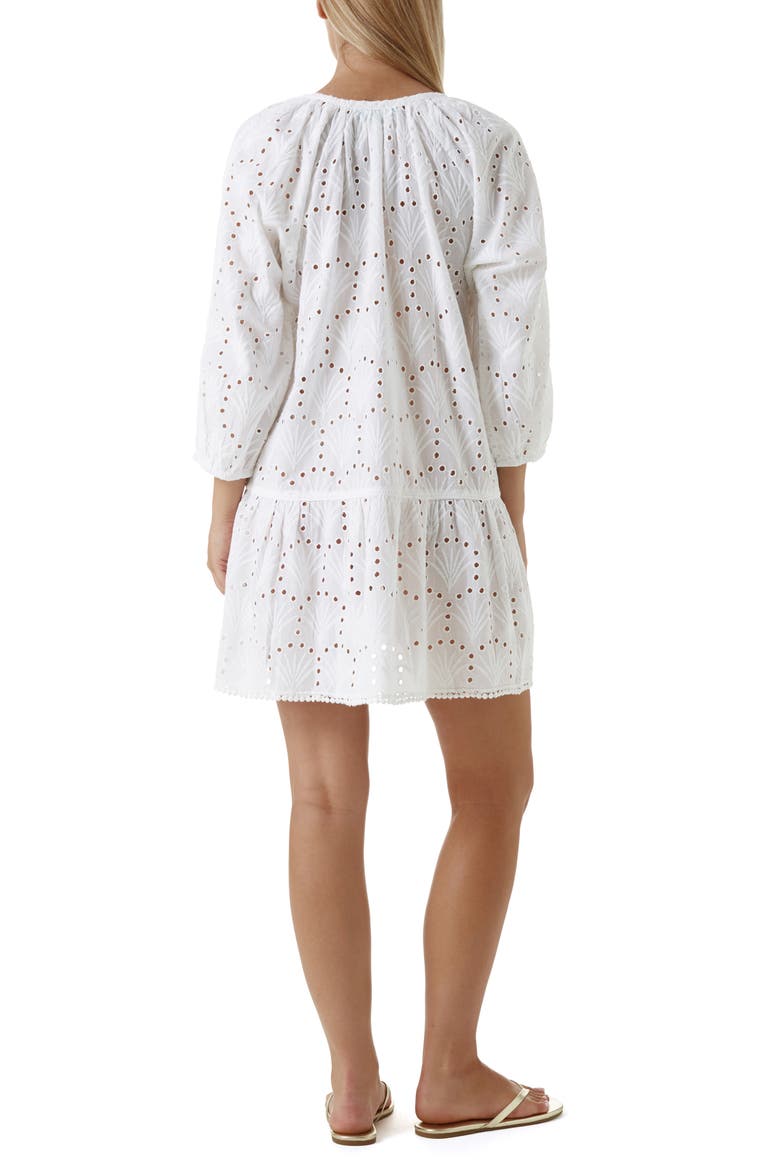 Ashley Eyelet Detail Cotton Cover-Up Tunic, Alternate, color, WHITE FAN