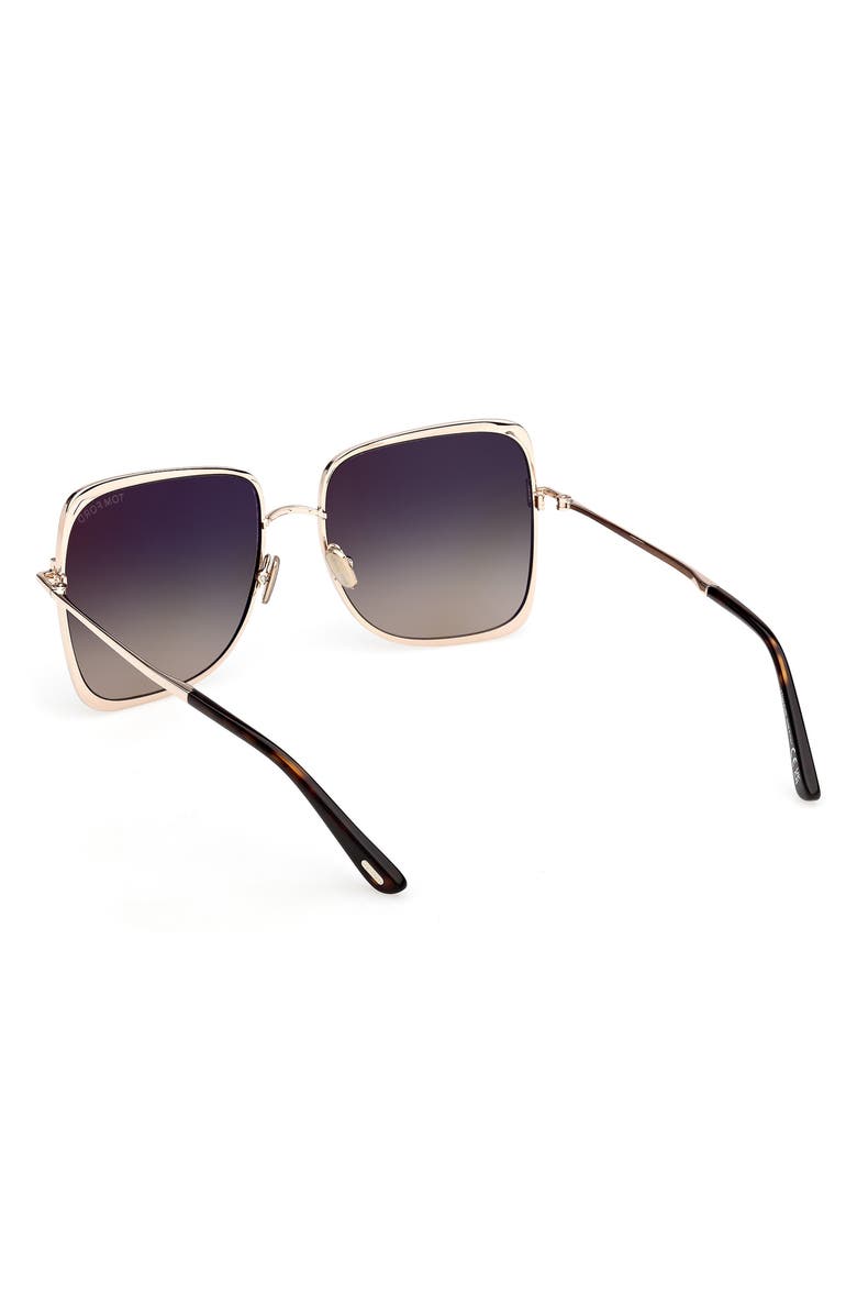 TOM FORD Tara 57mm Gradient Square Sunglasses, Alternate, color, Shiny Rose Gold / Smoke Lens