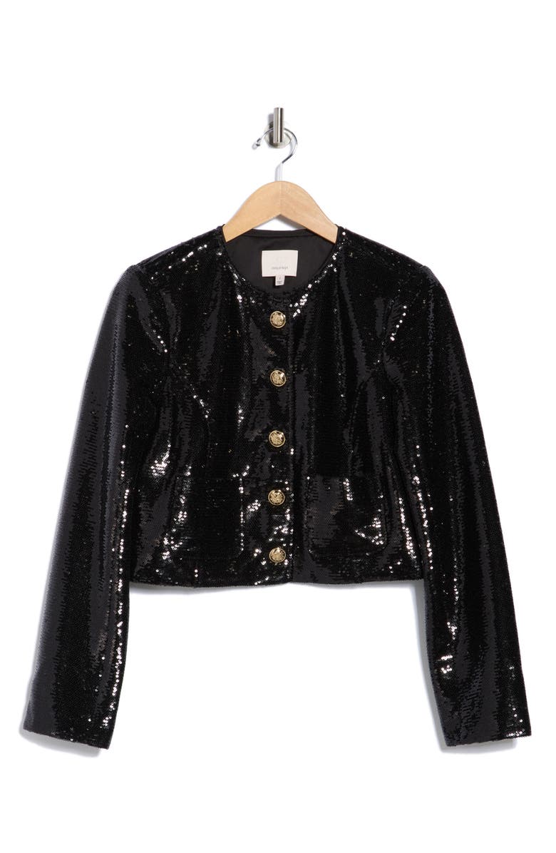 Cinq à Sept Sequin Randi Jacket, Alternate, color, Black