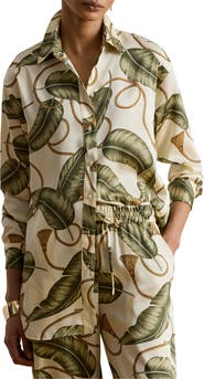 Lauren Ralph Lauren Mixed Print Luxe Twill Button-Up Shirt
