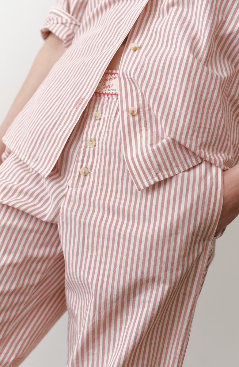 Marine Layer Marisol Pima Cotton Wide Leg Pants, Alternate, color, Clay Stripe