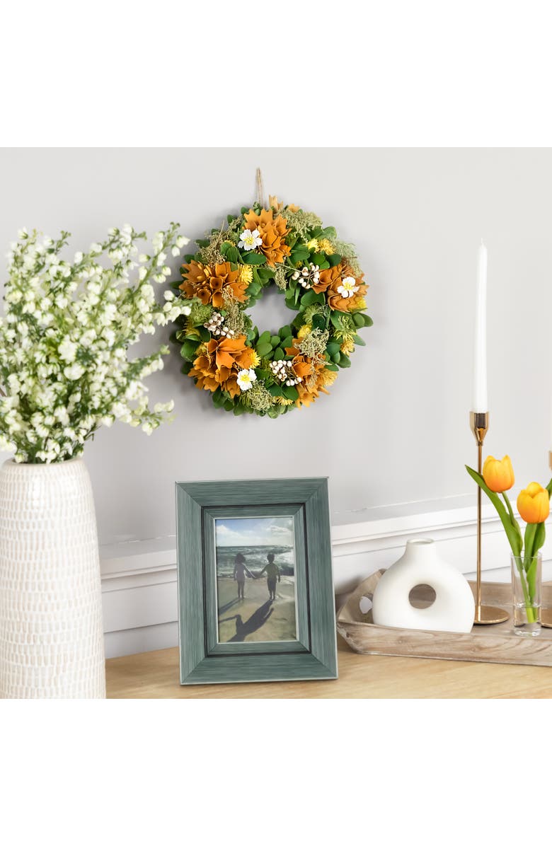 Northlight Mixed Floral Artificial Spring Wreath - 11" - Orange, Alternate, color, Orange