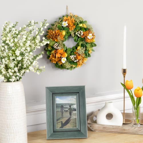 Northlight Mixed Floral Artificial Spring Wreath In Orange