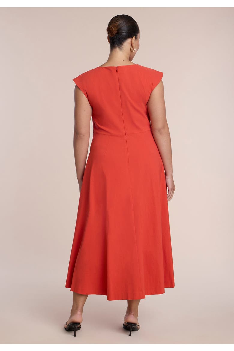 Pleated Button Detail Midi Dress, Alternate, color, AURORA RED